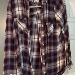 Harper Burgundy and White Plaid Shirt